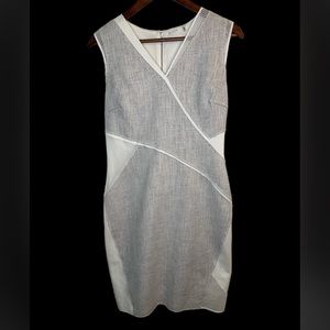 ELIE TAHARI Beautiful Sleeveless Pencil Dress Multi Fabric Sz 10 Tweed Knit Mesh